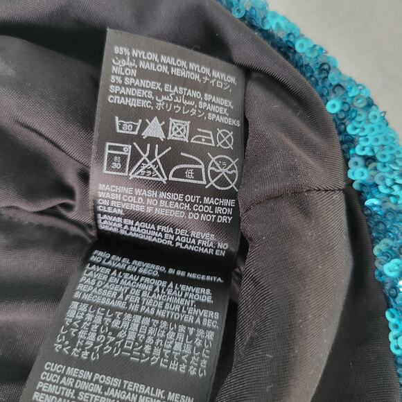 Y2k Bebe Turquoise Shimmer Blink Party Dress sparkle XS sexy Bodycon - Picture 6 of 13